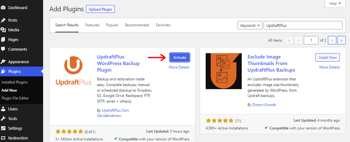activate-the-updraftplus-plugin