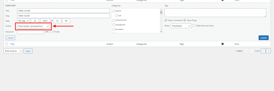 How to change the authors name in WordPress - Quick Edit 2