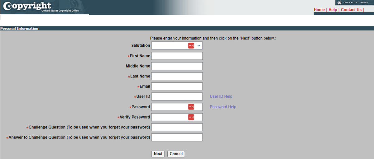 Fill in the Basic Information to Create a New User ID