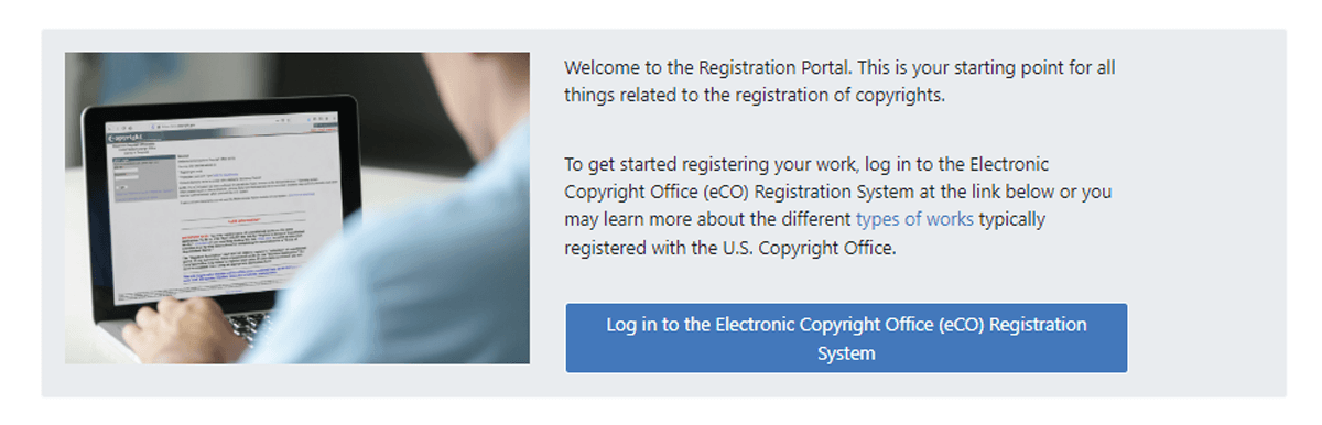 Log in Page of Electronic Copyright Office